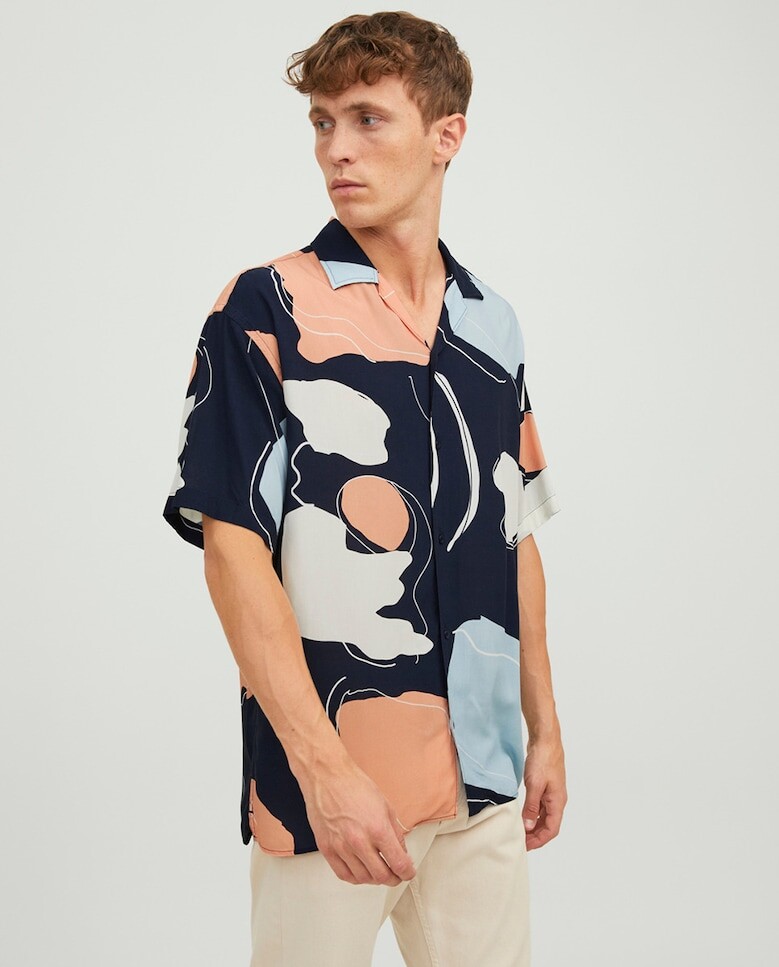 

Мужская рубашка с коротким рукавом Resort Jack & Jones, темно-синий
