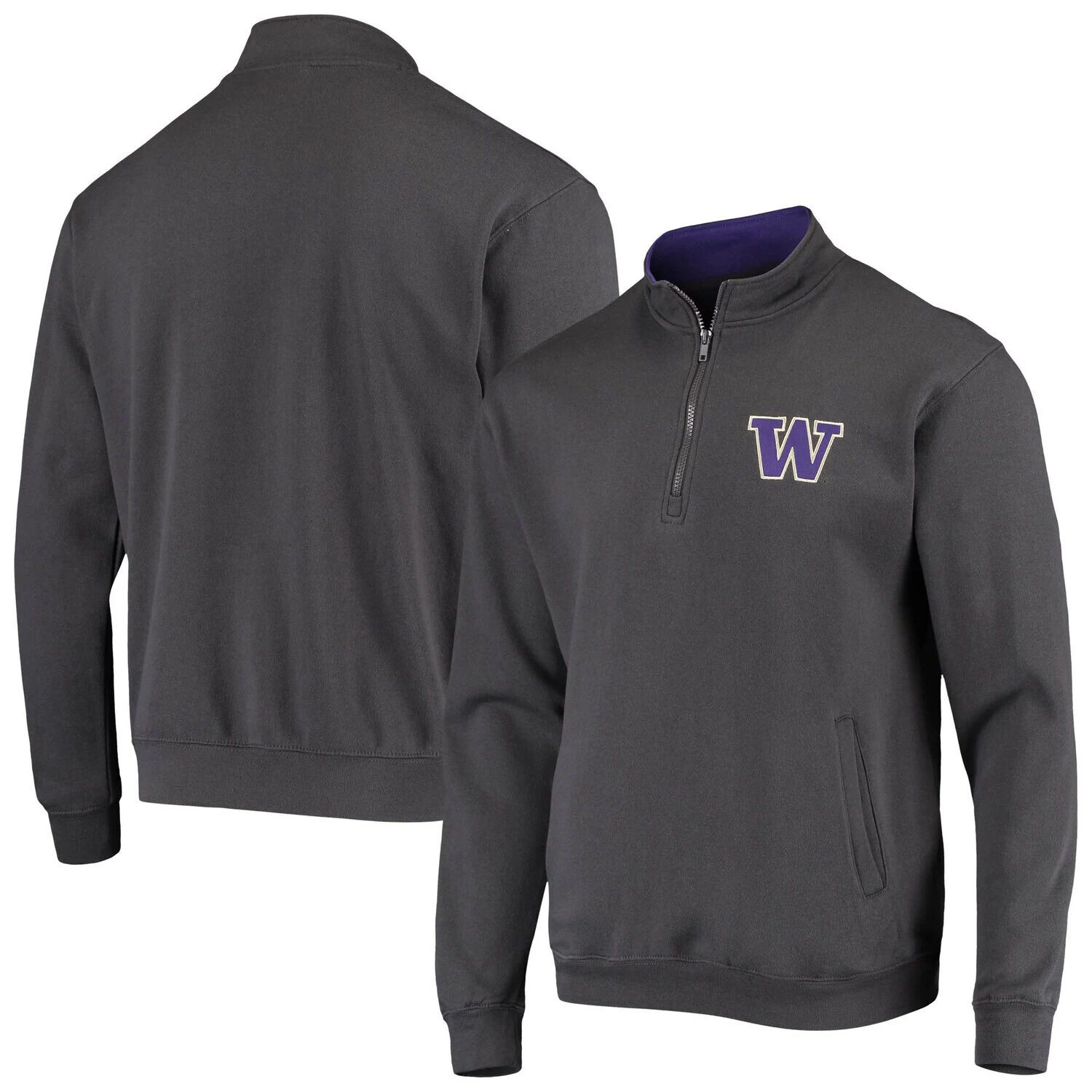 

Мужская темно-серая куртка с молнией на четверть и логотипом Washington Huskies Tortugas Colosseum