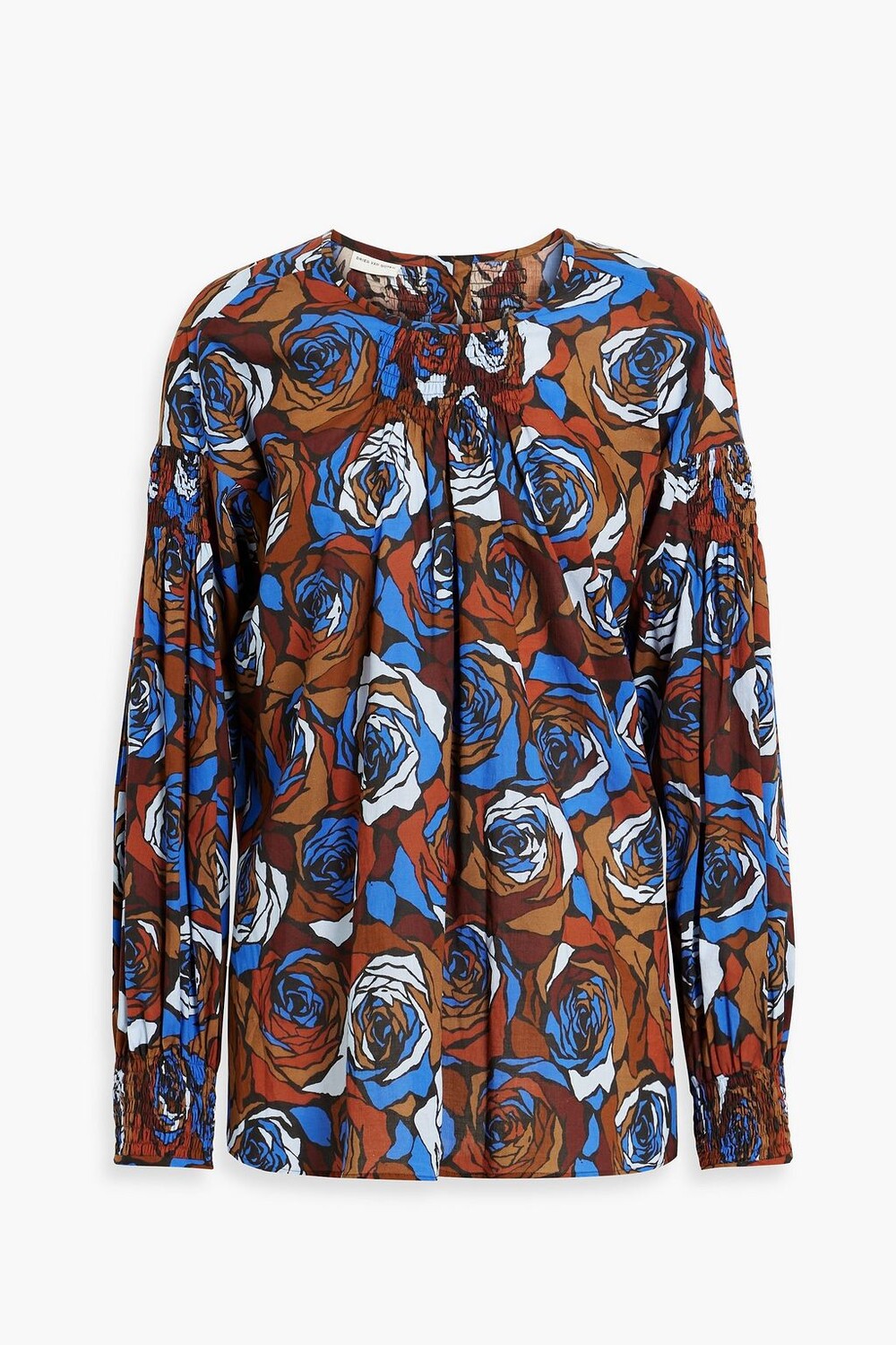 

Хлопковая блузка с присборенными краями и цветочным принтом DRIES VAN NOTEN, разноцветный