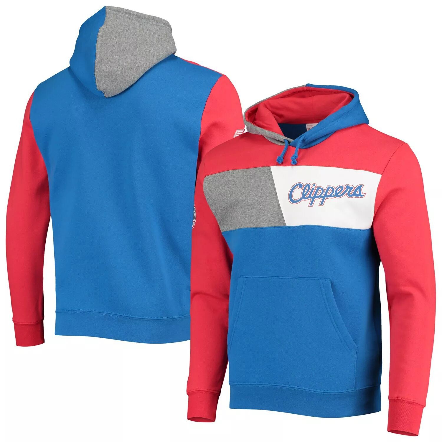 

Мужской флисовый пуловер с капюшоном Mitchell & Ness Royal LA Clippers Hardwood Classics Colorblock