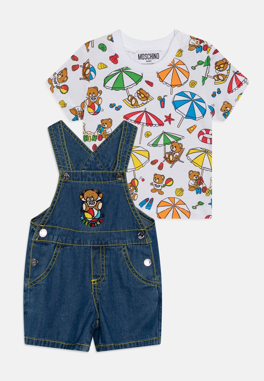 Комбинезон BABY DUNGAREES UNISEX SET MOSCHINO, цвет stone blue