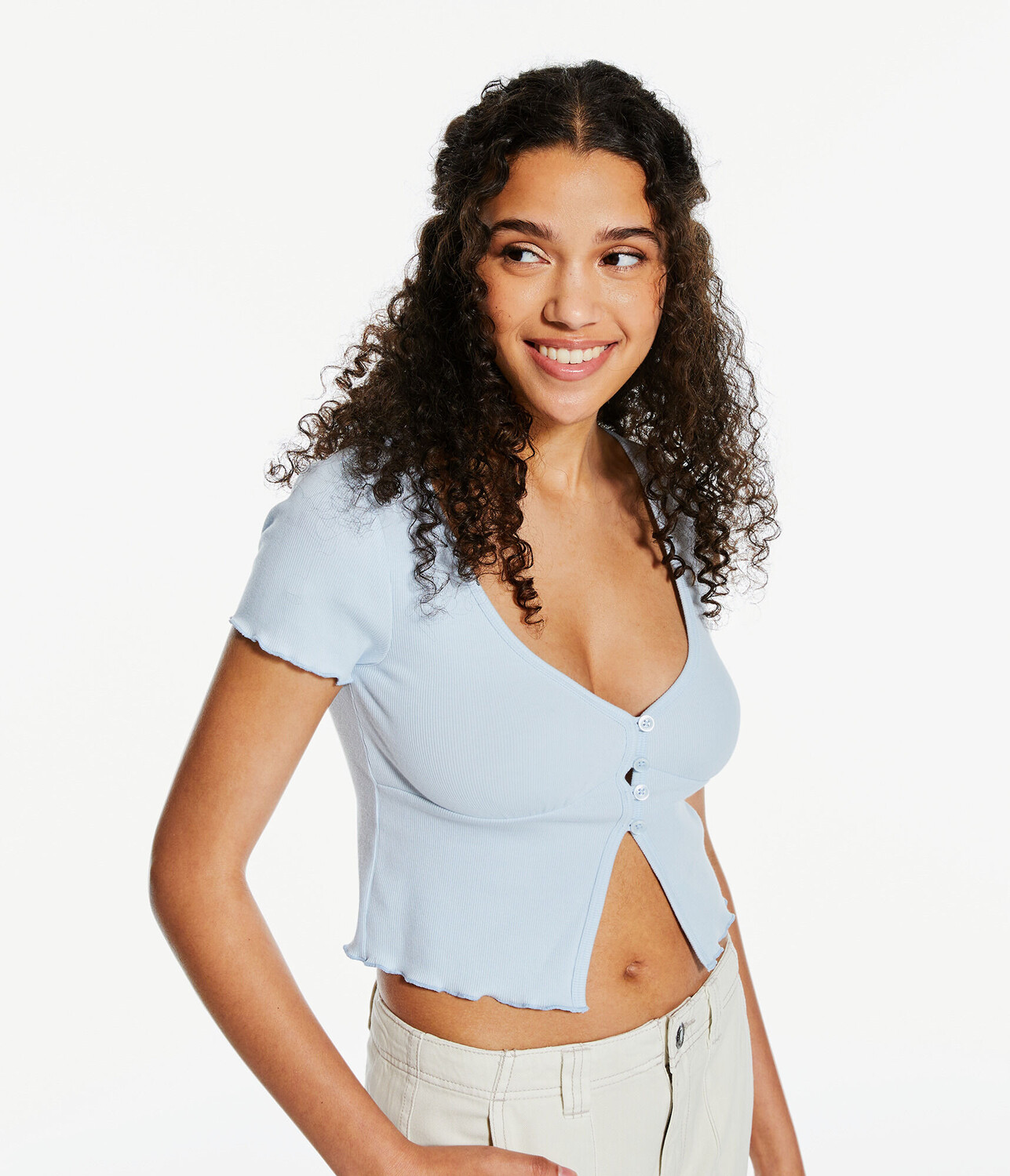

Укороченная футболка на пуговицах Flyaway Aeropostale, синий