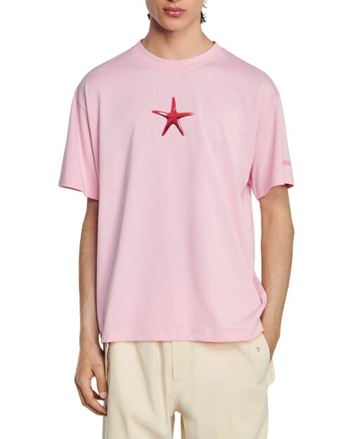 

Футболка с коротким рукавом и графическим рисунком Sandro, цвет Pink