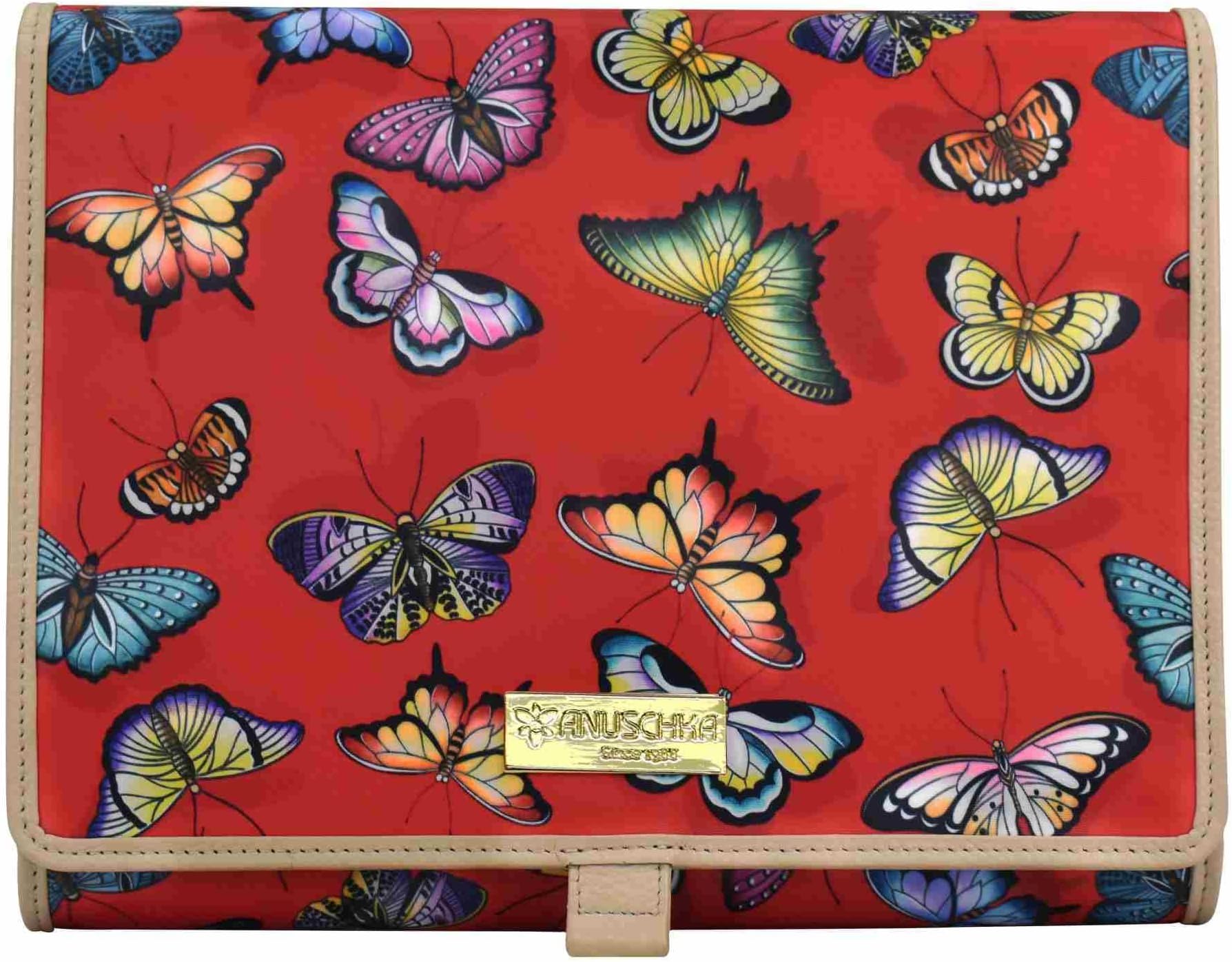 

Косметичка Hanging Travel Organizer Printed Fabric 13001 Anuschka, цвет Butterfly Heaven Ruby