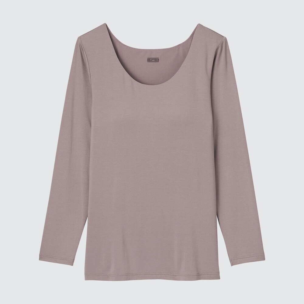 

Женская футболка Uniqlo HEATTECH Bra с рукавами восемь четвертей, темно-бежевый