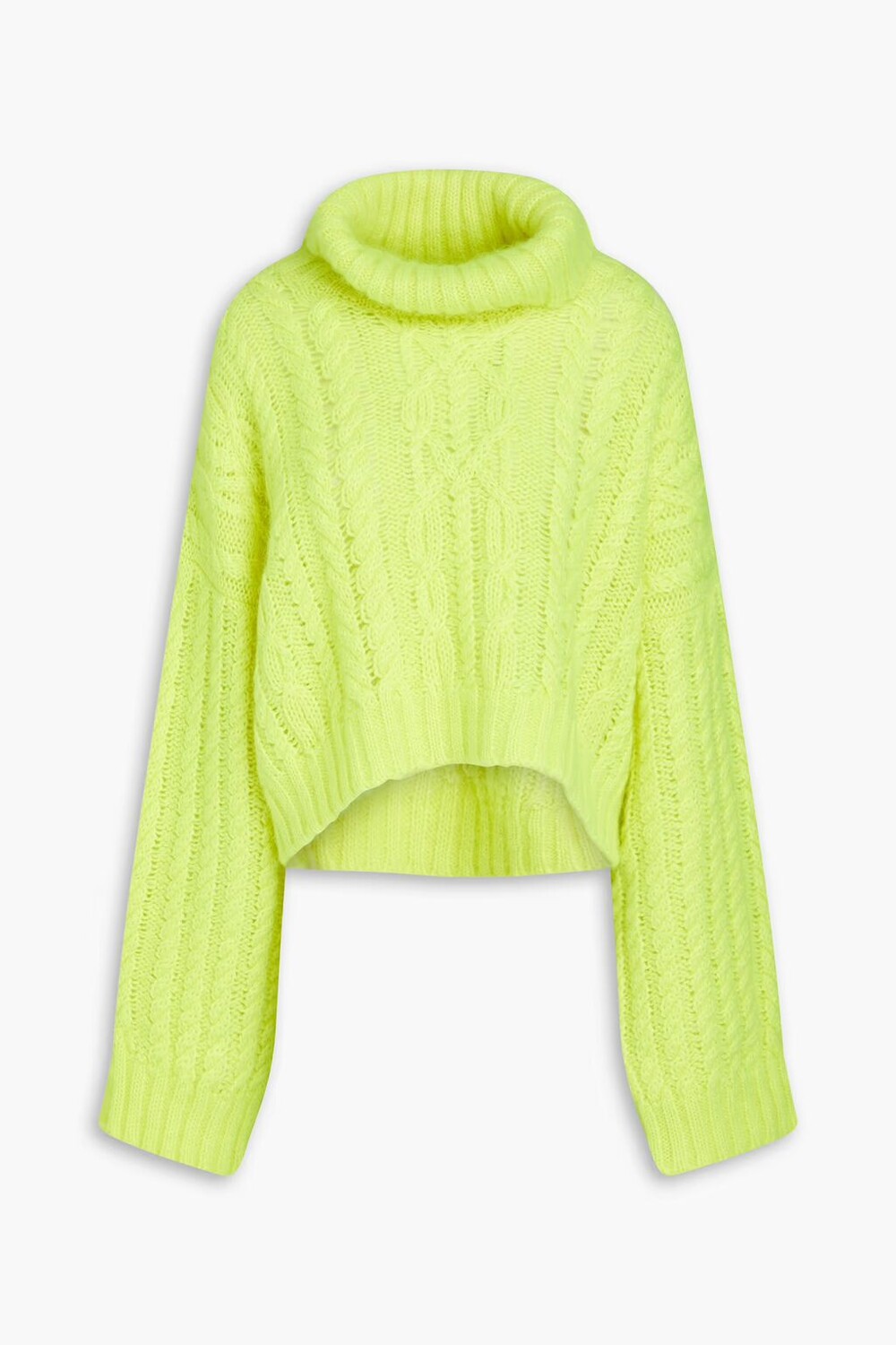 

Свитер с высоким воротником косой вязки Balmain, ярко зеленый