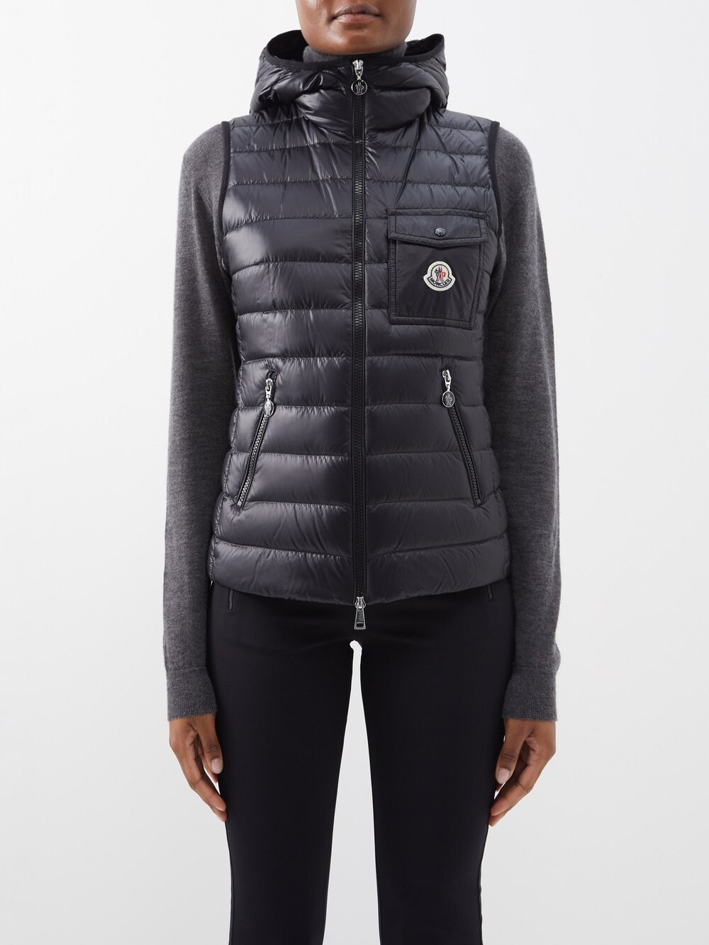 

Стеганый жилет glyco с капюшоном Moncler, черный