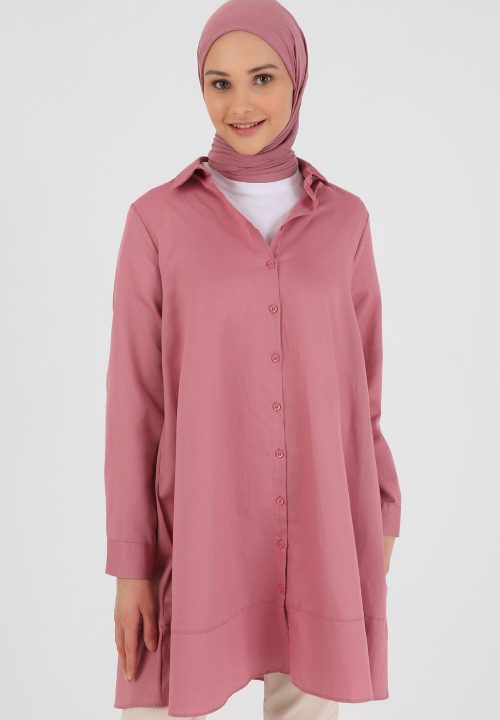 

Блузка-рубашка REFKA BASIC Modanisa, цвет coral