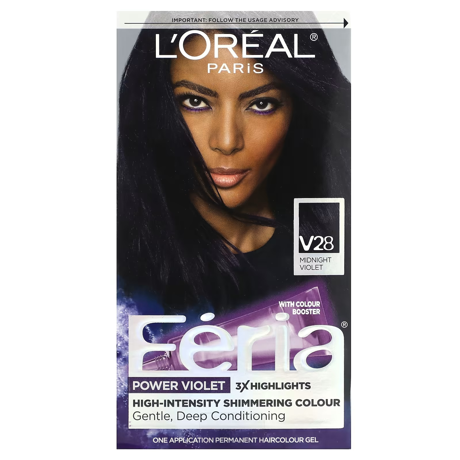 L'Oréal Feria Power Violet Интенсивный мерцающий цвет V28 Midnight Violet 1 применение