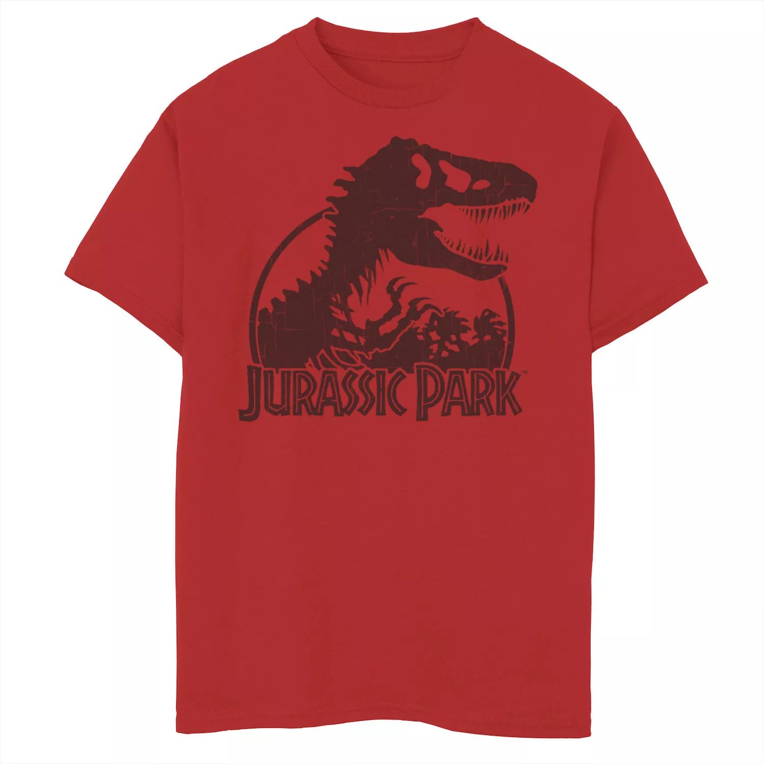 цена Классическая футболка с логотипом и рисунком скелета тиранозавра для мальчиков 8–20 лет «Парк Юрского периода» Jurassic Park, красный