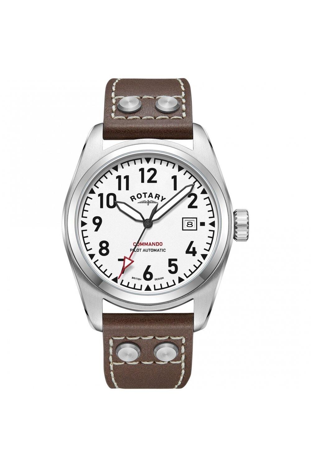 

Классические аналоговые часы Commando из нержавеющей стали - Gs05470/18 Rotary, белый