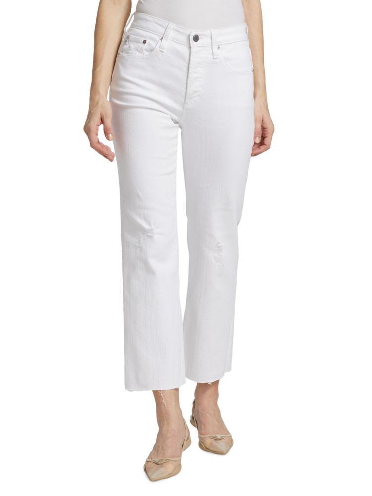 Прямые джинсы до щиколотки с высокой посадкой Kinsley Ag Jeans, цвет Authentic White