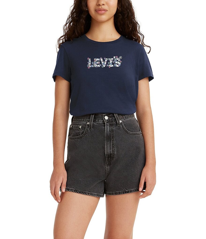 

Свободная футболка Levi's с цветочным логотипом и графическим рисунком, синий