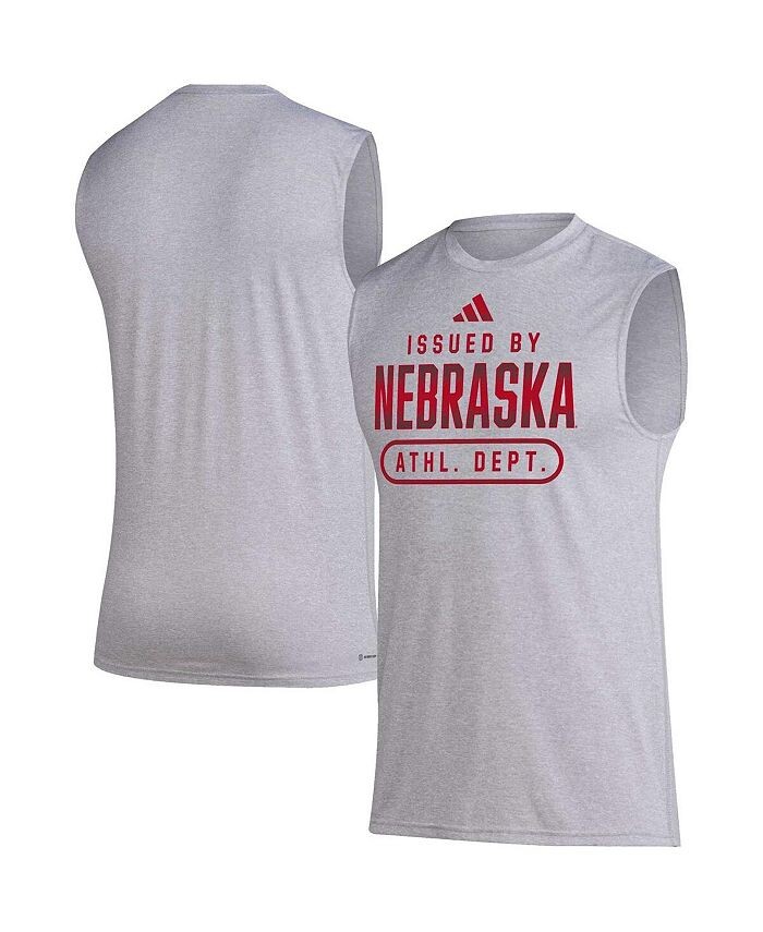 

Мужская майка Hether Grey Nebraska Huskers Sideline AEROREADY Pregame adidas, серый