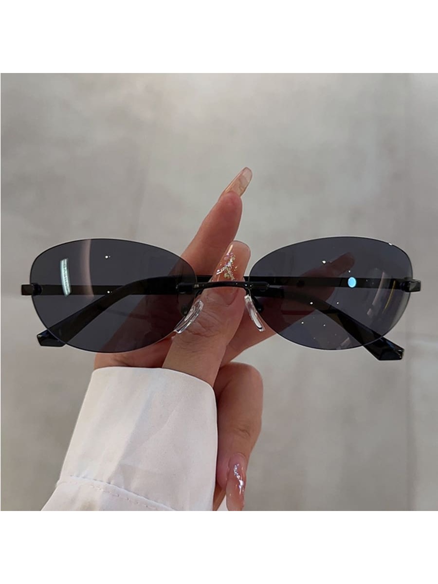 Безрамные овальные декоративные очки Y2K очки в стиле панк для девочек