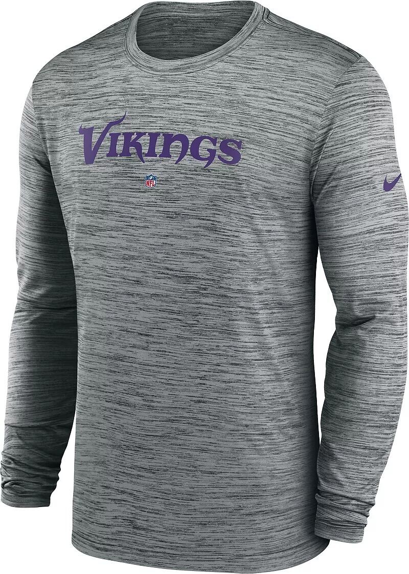 

Мужская темно-серая футболка с длинными рукавами Nike Minnesota Vikings Sideline Velocity Heather