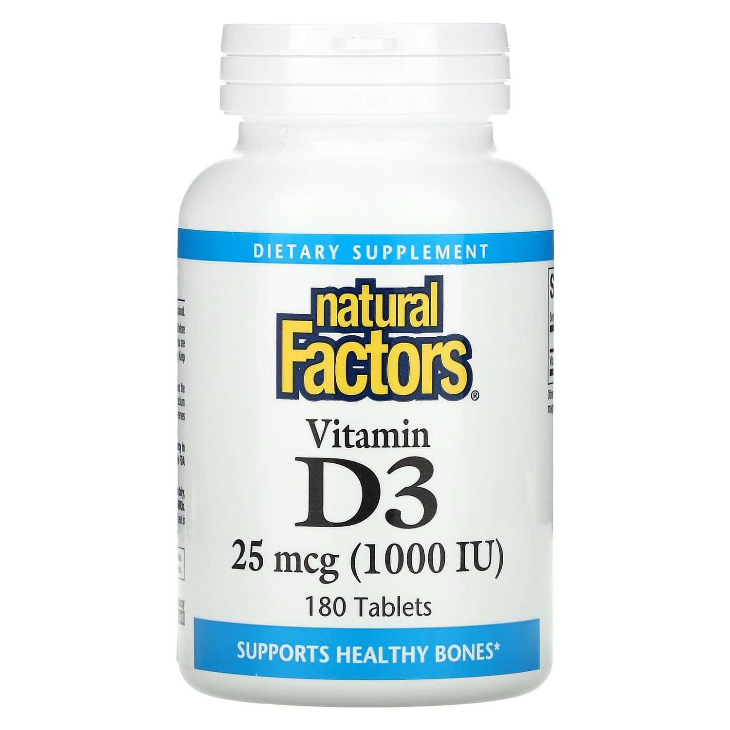 

Витамин D3, 1000 МЕ, 180 таблеток, Natural Factors