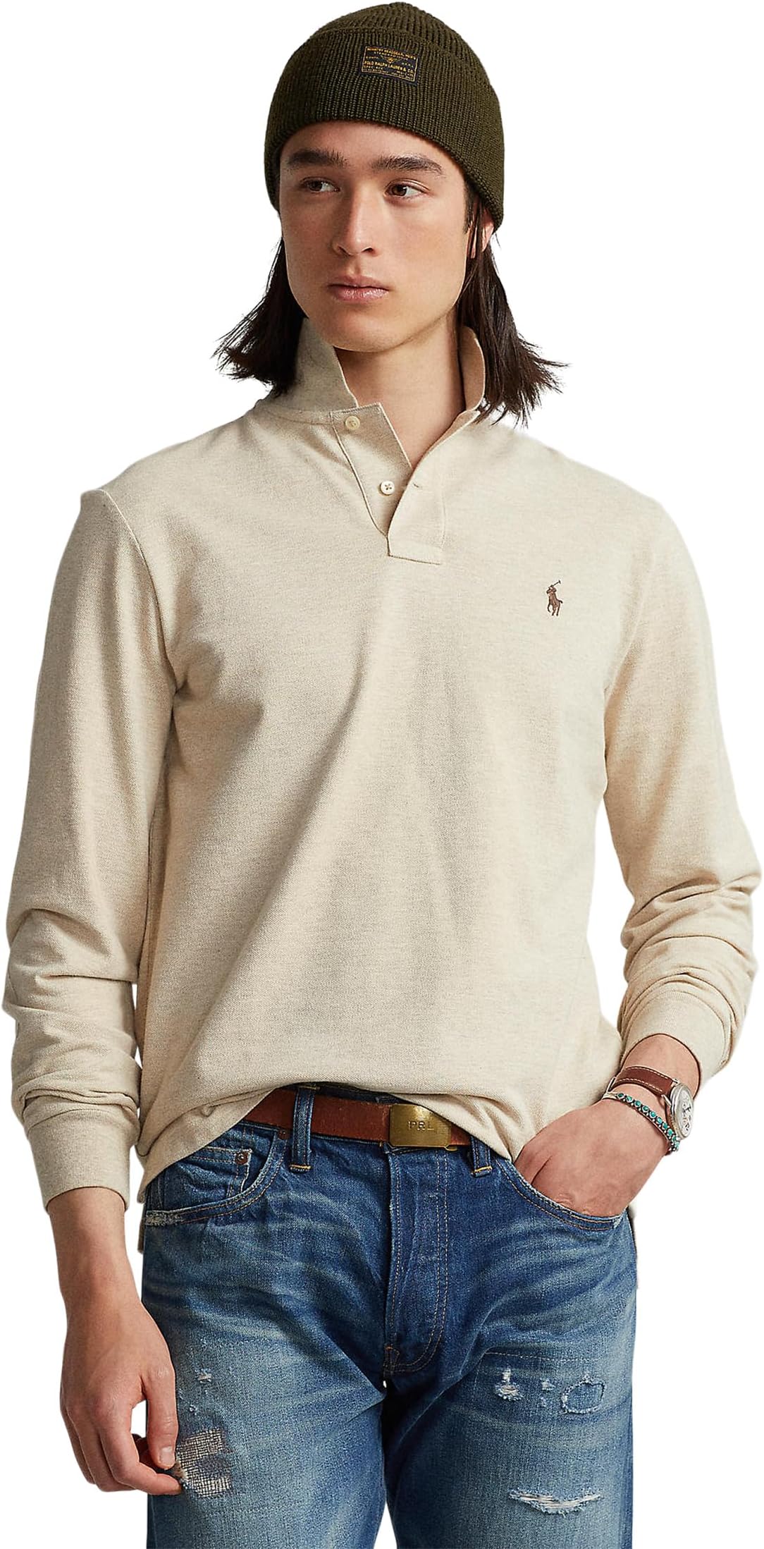 

Рубашка-поло Classic Fit Mesh Long-Sleeve Polo Shirt Polo Ralph Lauren, цвет Expedition Dune Heather/C8888