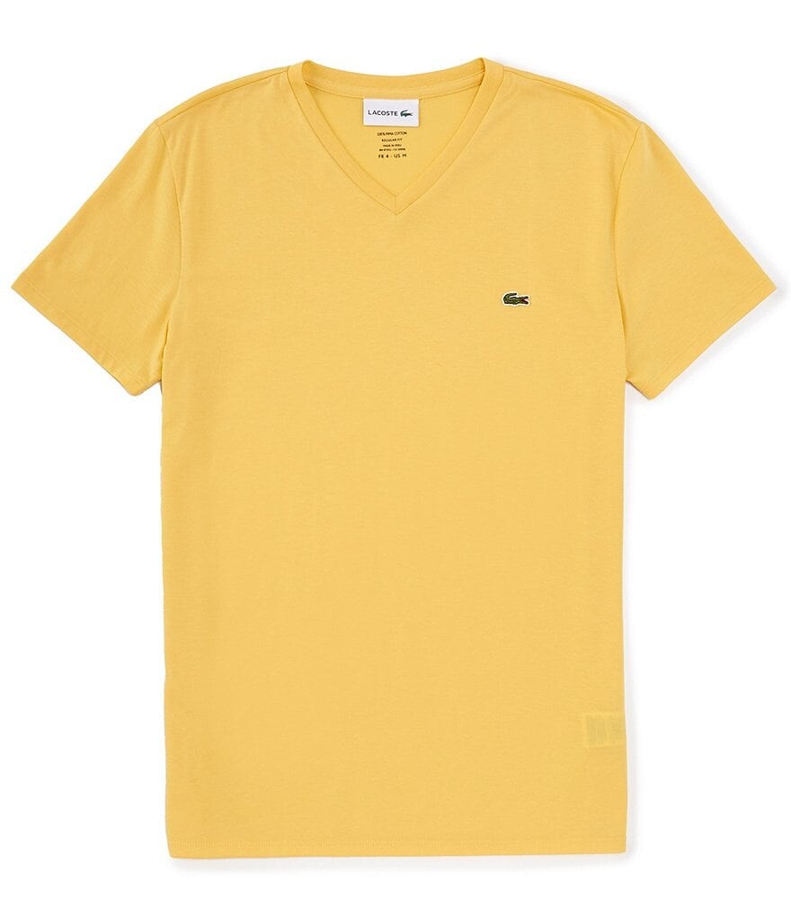

Хлопковая футболка Lacoste Pima с короткими рукавами и v-образным вырезом, желтый