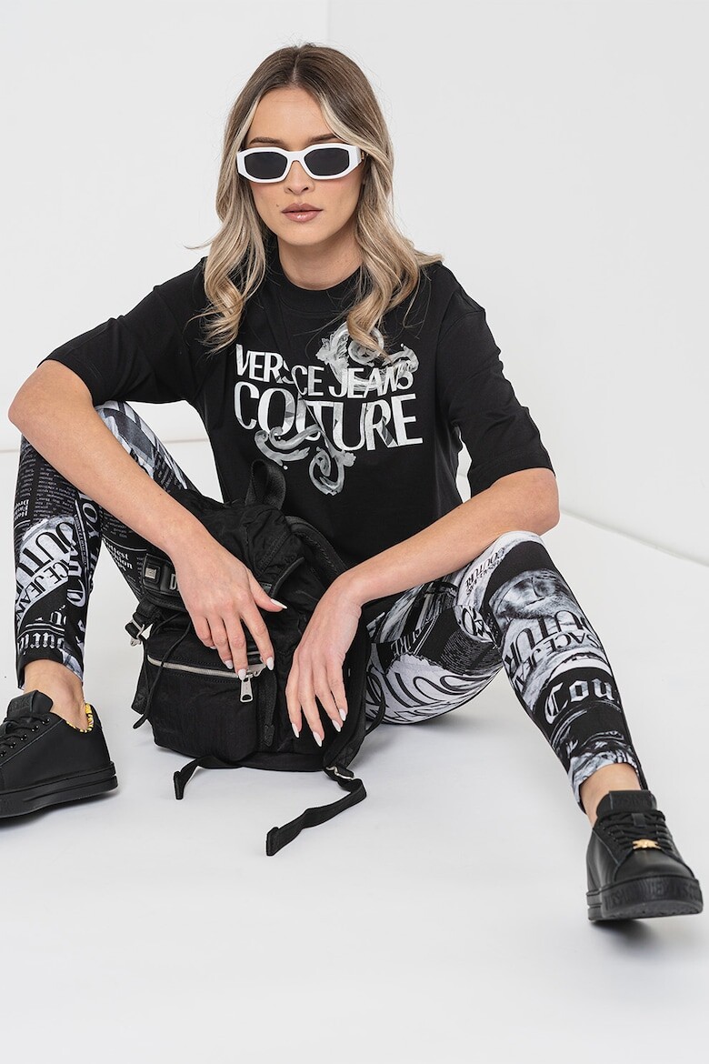 

Хлопковая футболка свободного кроя Versace Jeans Couture, черный