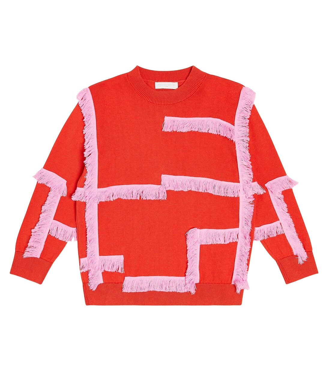 

Свитер из хлопка и шерсти с бахромой Stella McCartney Kids, оранжевый