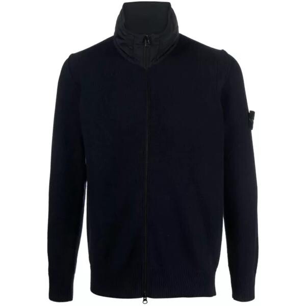 

Футболка zip-front wool sweatshirt Stone Island, черный
