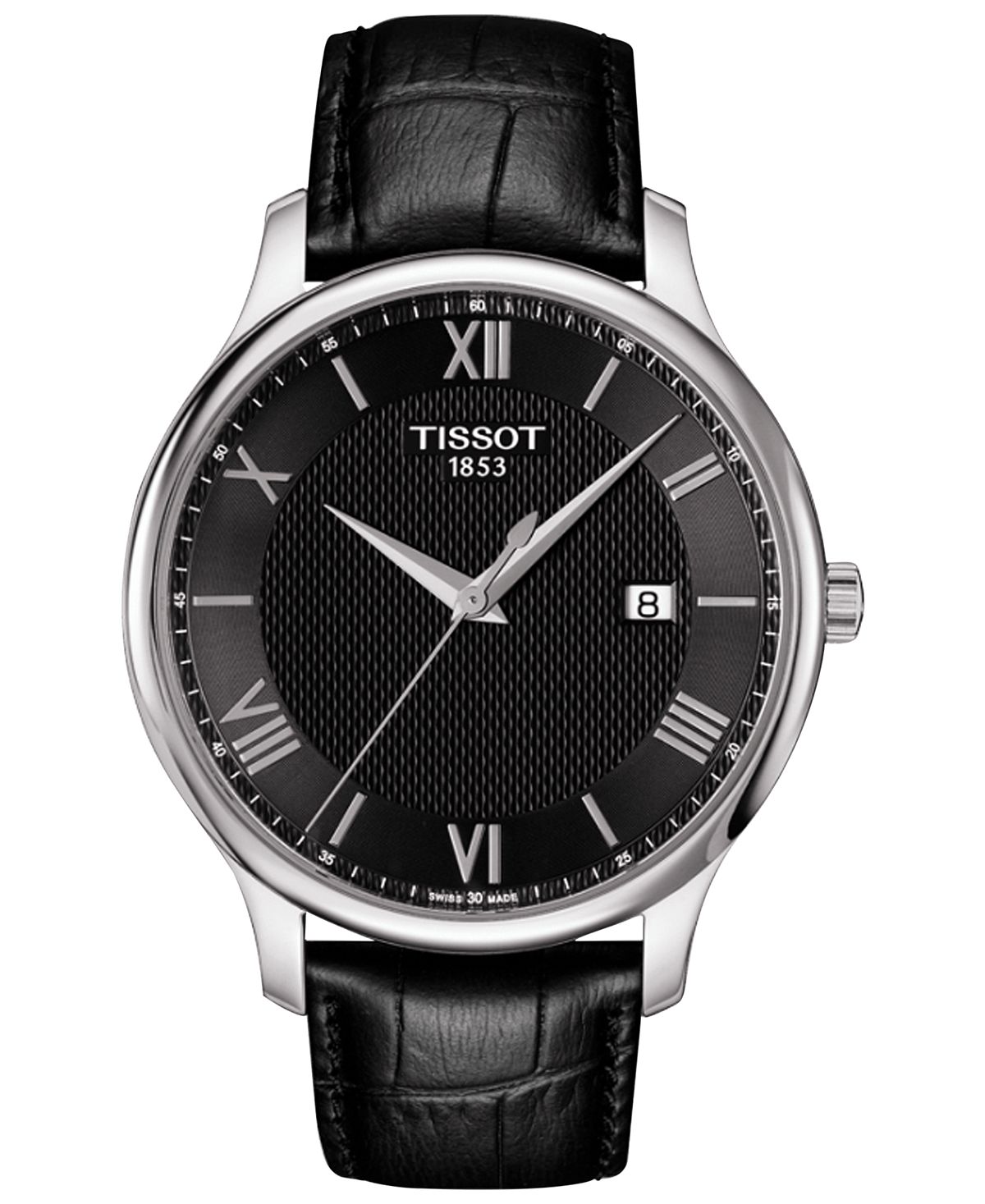 

Мужские часы Swiss Tradition с черным кожаным ремешком, 42 мм Tissot