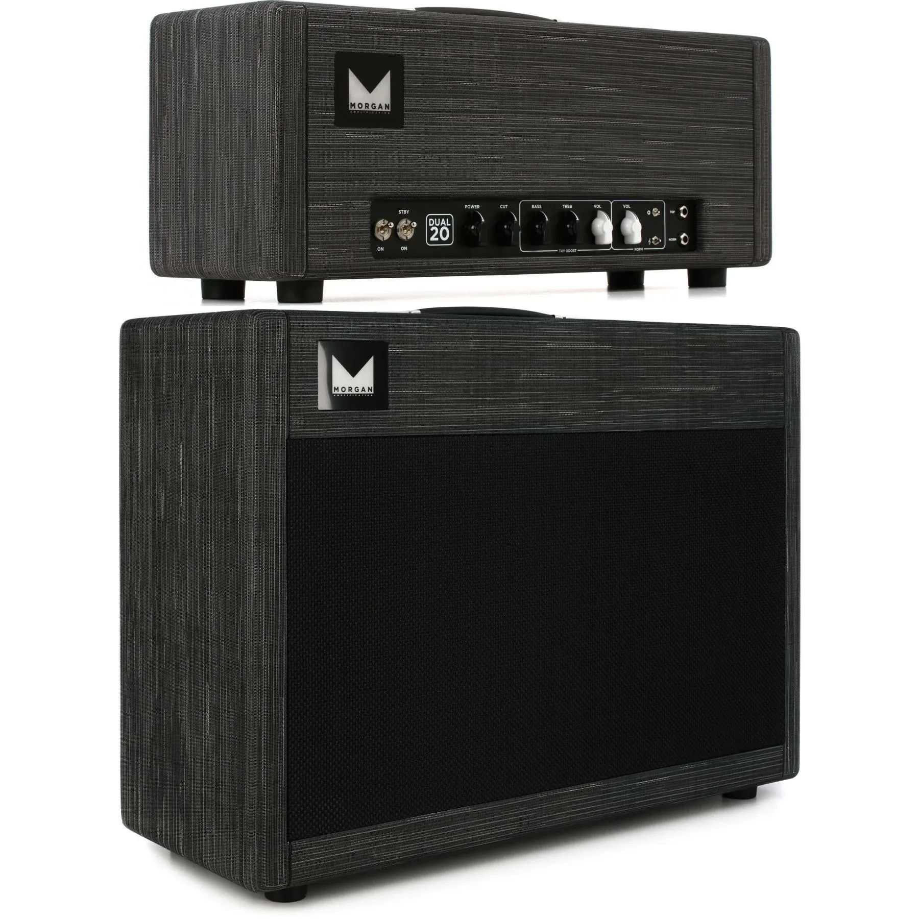 

Morgan Amps Dual 20 Head 20-ваттная 2-канальная ламповая головка с кабинетом 2x12 мощностью 150 Вт — Twilight