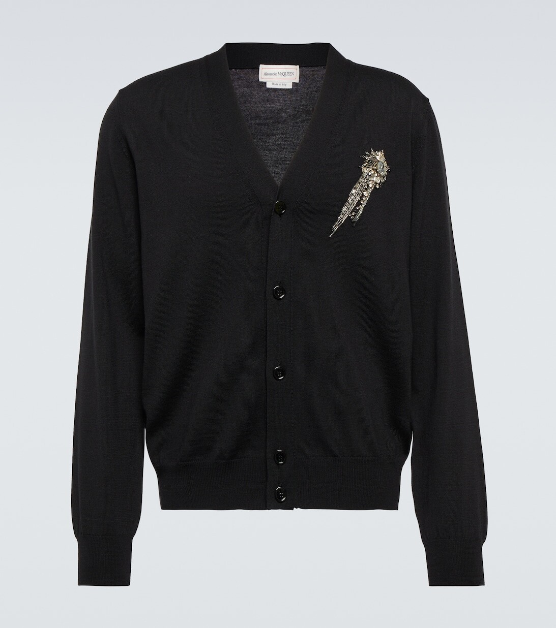 

Украшенный шерстяной кардиган Alexander McQueen, черный