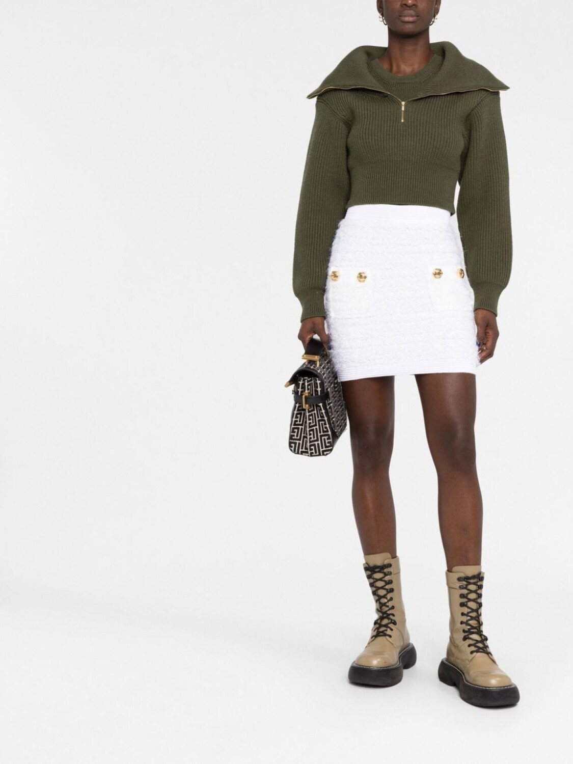 

Balmain твидовая мини-юбка, белый