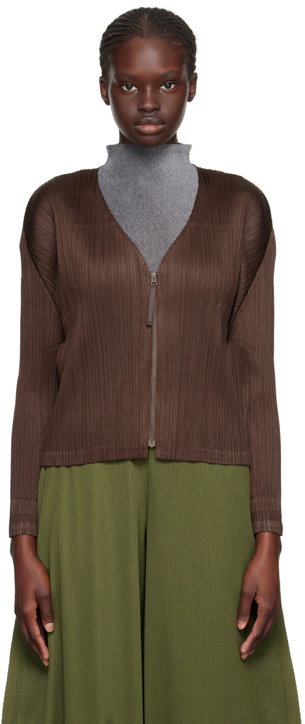 

Кардиган Pleats Please Issey Miyake в коричневых цветах месяца, сентябрь, Коричневый