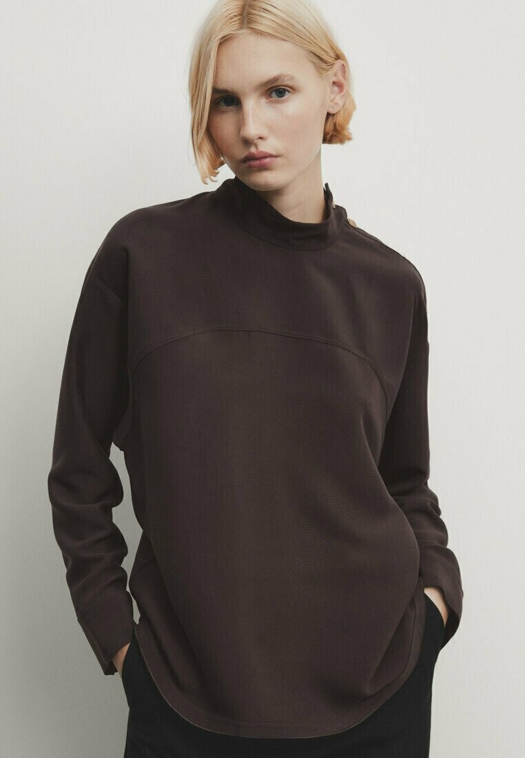 

Блузка Gold Buttons 05104658 Massimo Dutti, цвет mottled dark brown