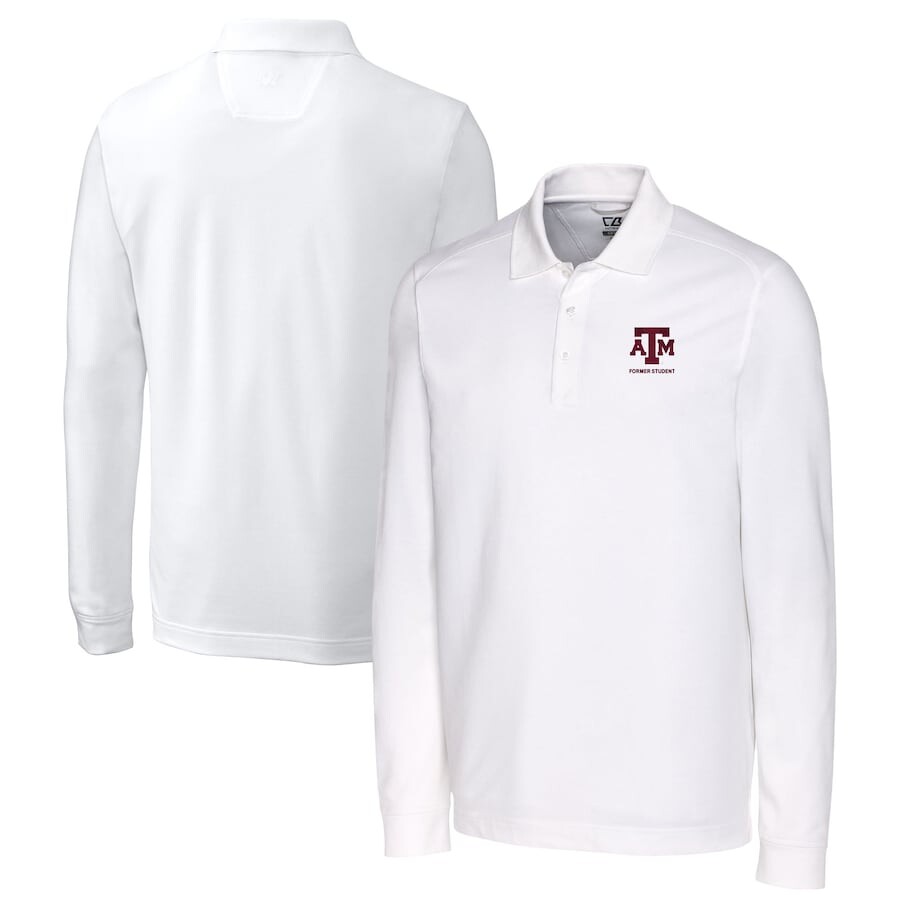 

Поло с длинным рукавом Cutter & Buck Texas A And M Aggies, белый