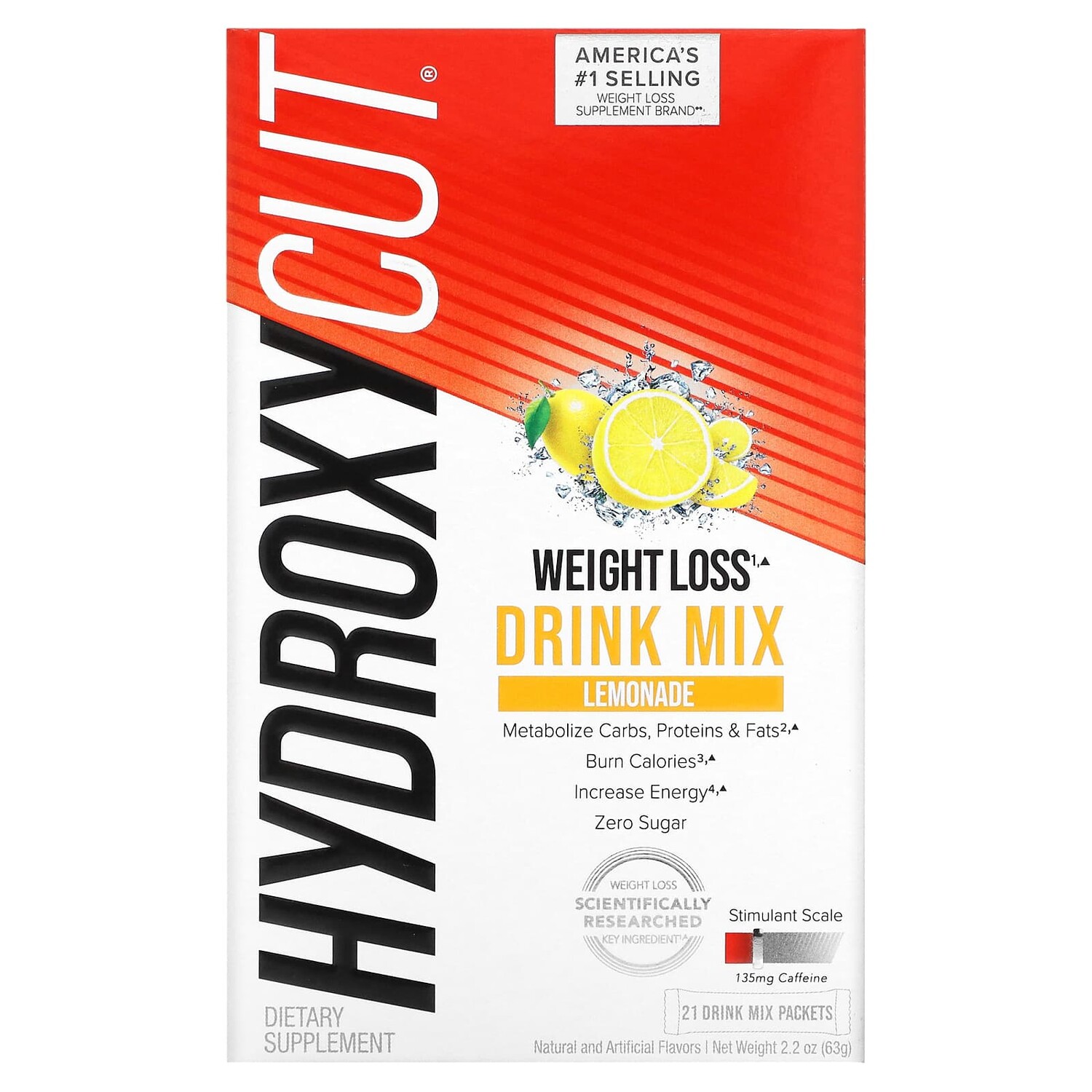 

Weight Loss Drink Mix, Lemonade, 21 Packets, 2.2 oz (63 g), Hydroxycut