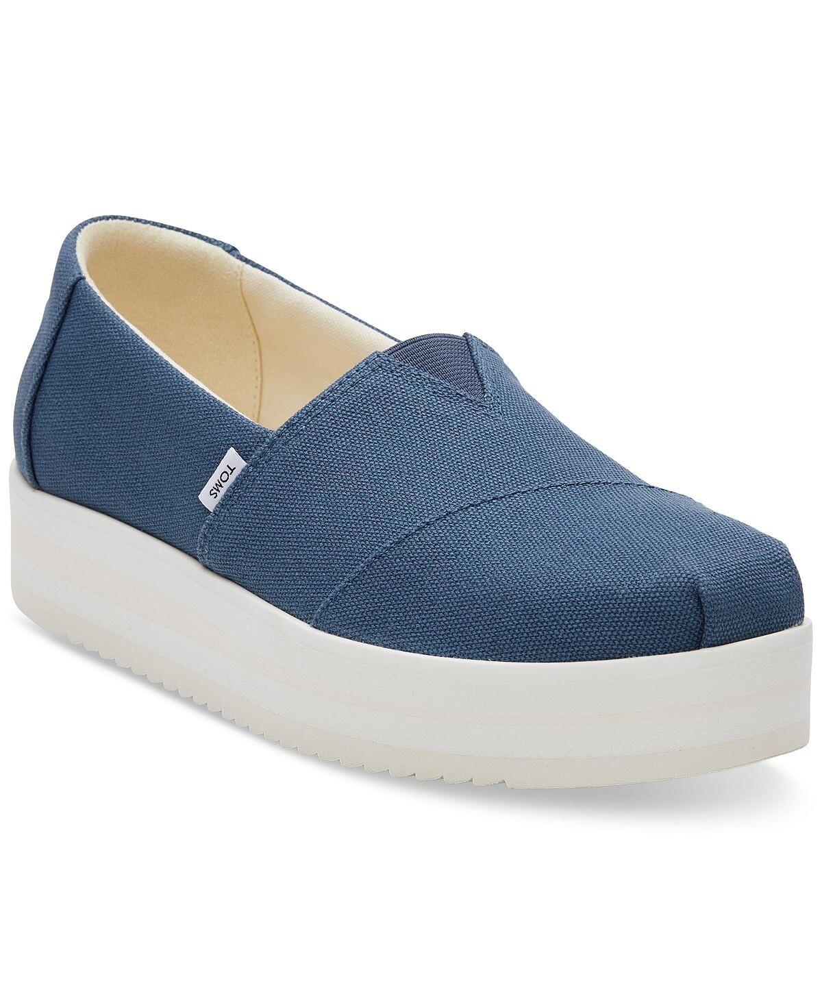 

Женские парусиновые балетки без шнуровки на платформе из альпаргаты TOMS