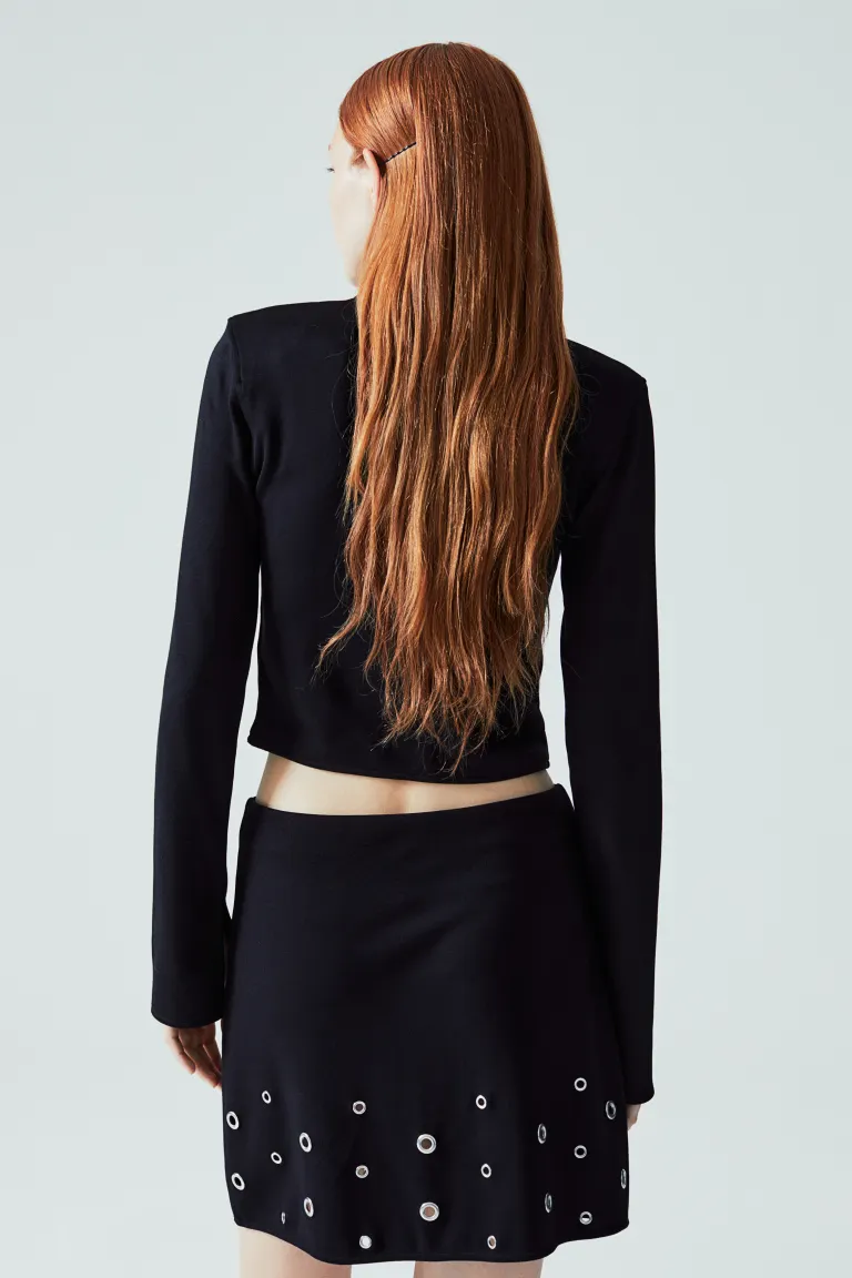 Юбка с декоративными пуговицами H&M, черный юбка из льна с декоративными пуговицами