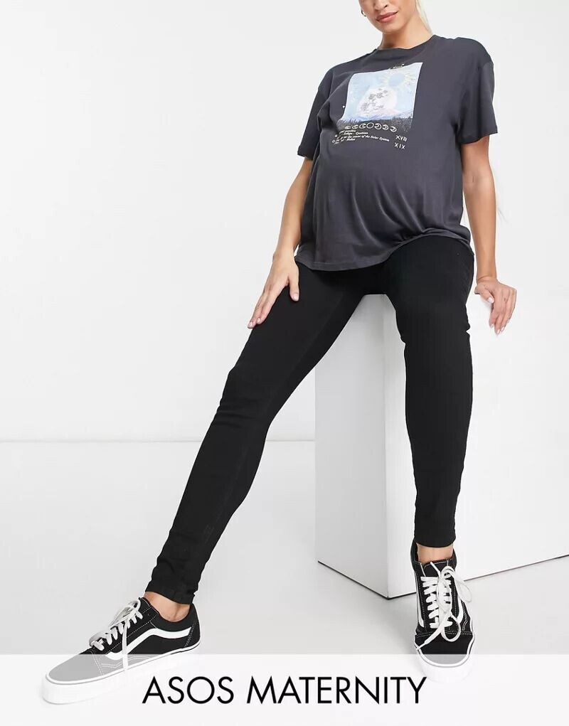 

Черные джинсы скинни с завышенной талией ASOS DESIGN Maternity