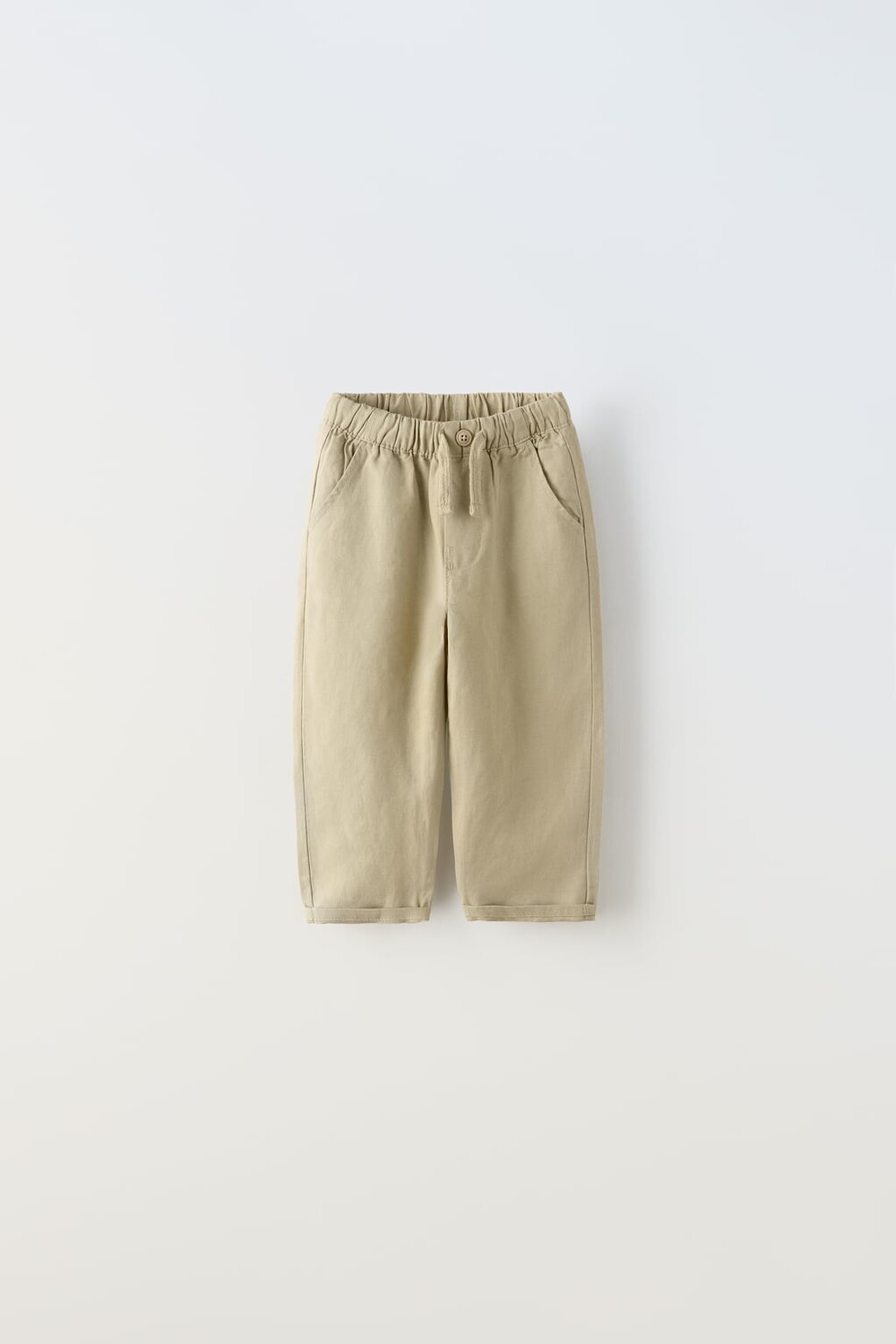Брюки из льна ZARA, светлый хаки