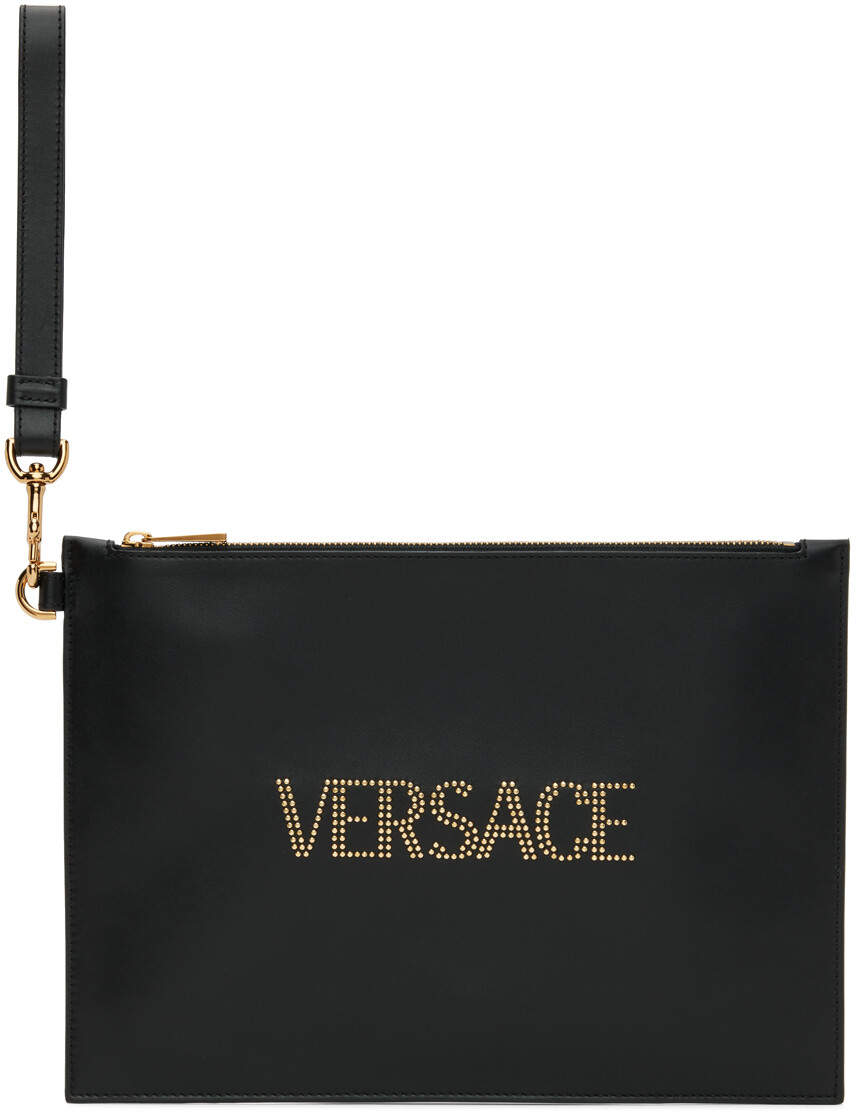 

Черный клатч с заклепками Versace