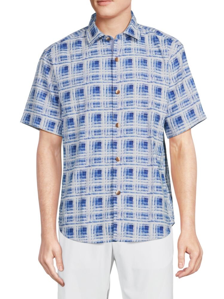 

Рубашка из смесового шелка в клетку Echo Beach Tommy Bahama, цвет Royal Indigo
