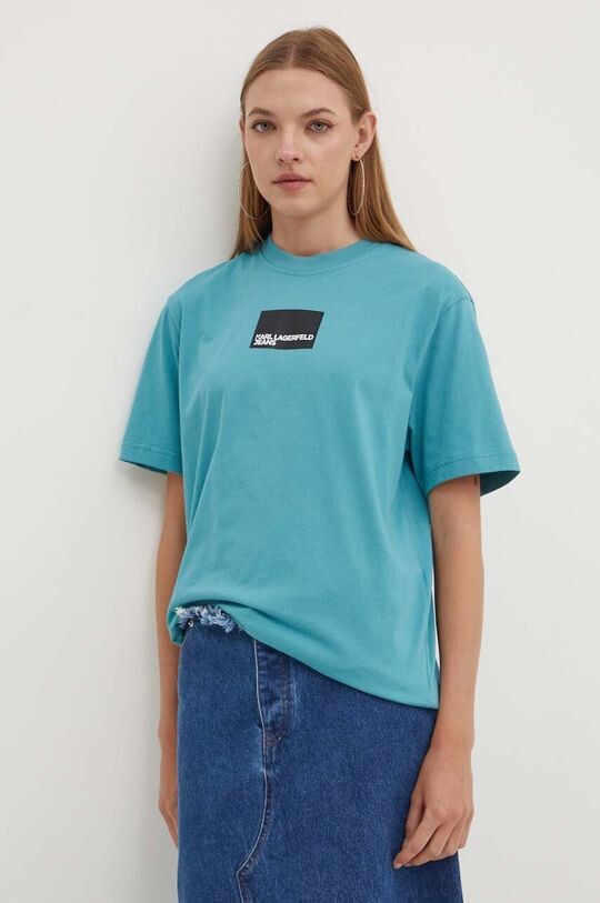 

Хлопковая футболка Karl Lagerfeld Jeans, бирюзовый