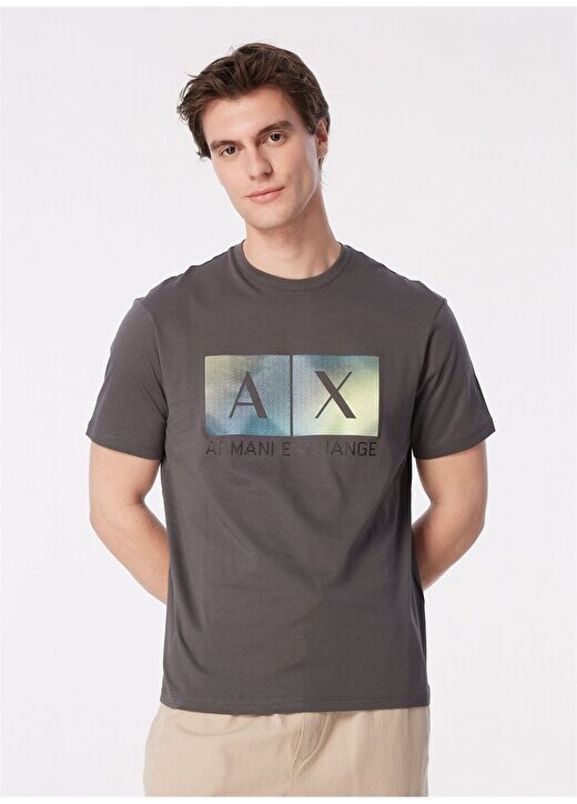 

Мужская футболка цвета хаки с круглым вырезом с принтом 3DZTJB ZJBYZ 1839 Armani Exchange, хаки
