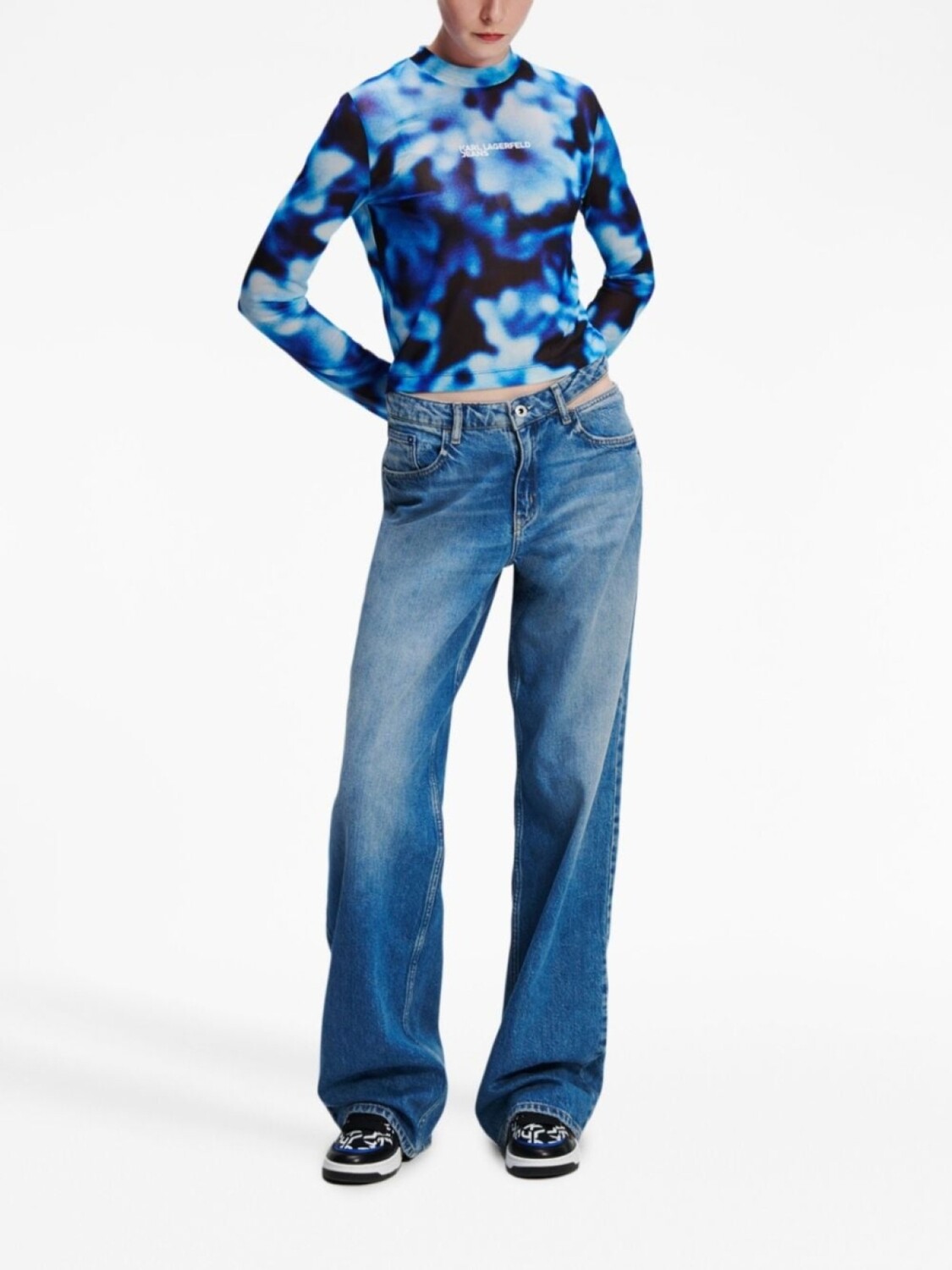 

Karl Lagerfeld Jeans широкие джинсы с вырезом, синий