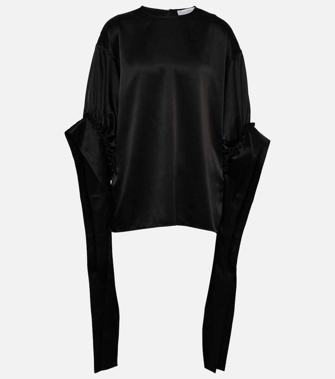

Атласный топ со сборками Jw Anderson, черный