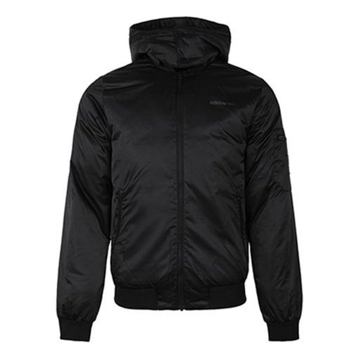 

Пуховик adidas neo protection against cold Stay Warm Sports hooded down Jacket Black, черный