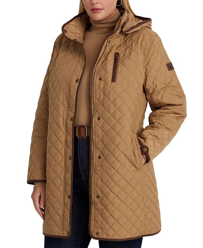 Женское стеганое пальто больших размеров Lauren Ralph Lauren, тан/бежевый