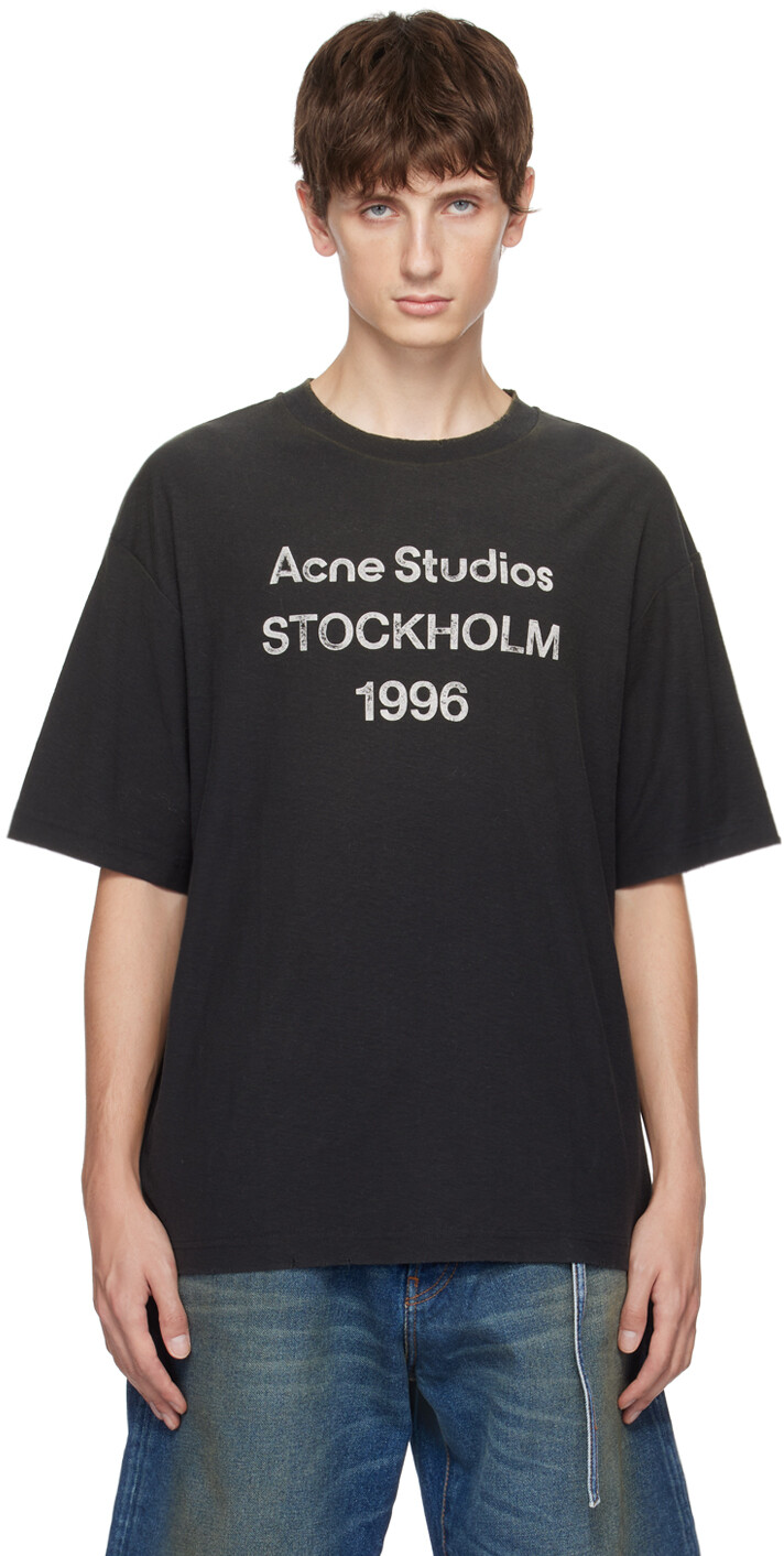 

Черная рваная футболка Faded Acne Studios, Черный