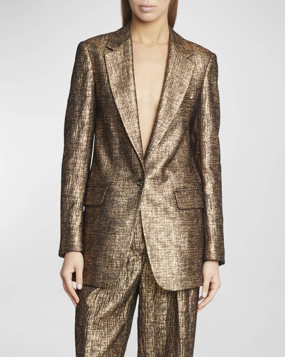 

Блейзер Blanchet с эффектом металлик на одной пуговице Dries Van Noten