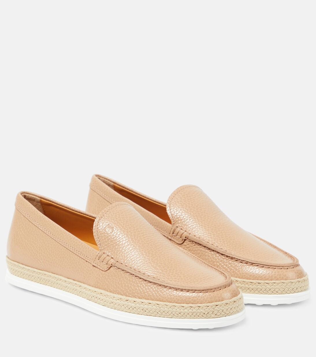 

Кожаные лоферы с отделкой из рафии Tod'S, розовый