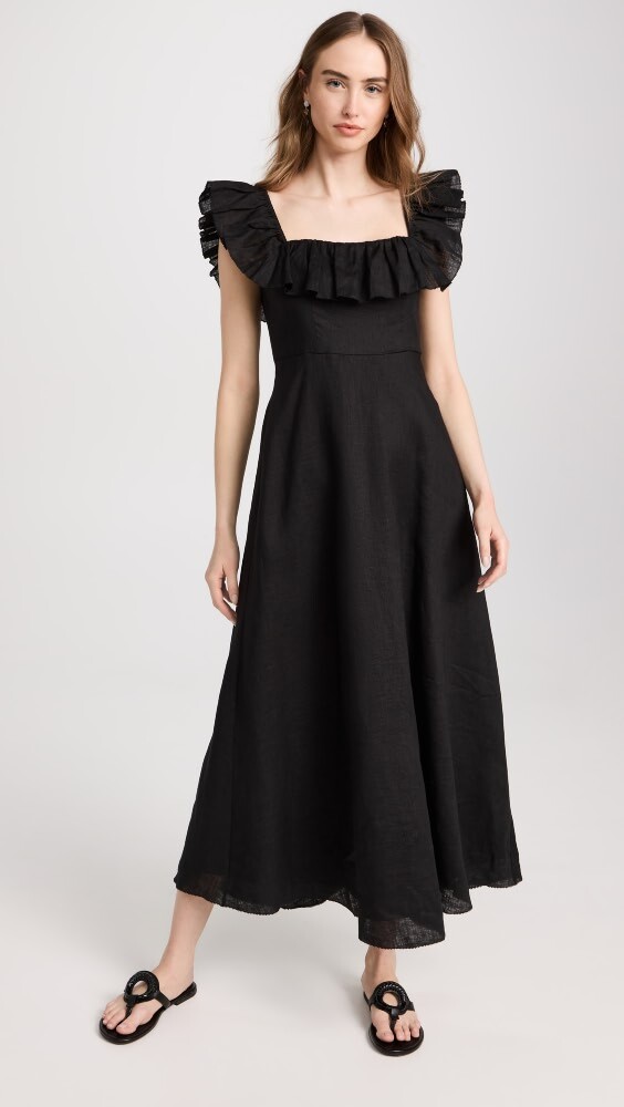 

Платье Zimmermann Cira Ruffle Neck Long, черный
